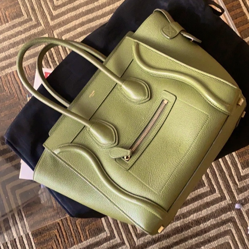 CELINE LUGGAGE NUDE GREEN GOLD HARDWARE